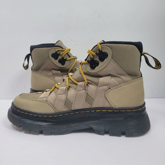Dr. Marten Unisex Boury Nylon Pale Olive Leather Boots US Size Men's 8 Wo's 9 - Picture 6 of 9